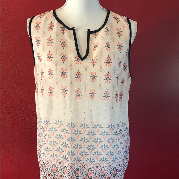 Sheer multi-color 100% polyester blouse Sz L - Picture 2 of 6